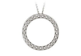 Diamond Circle Pendant : 14K White Gold - 1.00 CT Diamondsdiamond 