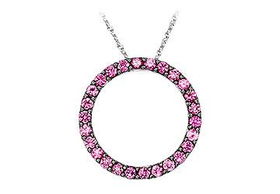 Pink Sapphire Circle Pendant : 14K White gold - 0.50 CT TGWpink 