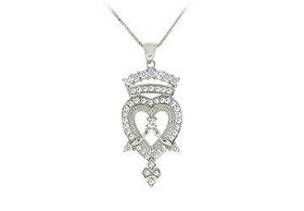 Cubic Zirconia Sterling Silver Heart Pendantcubic 