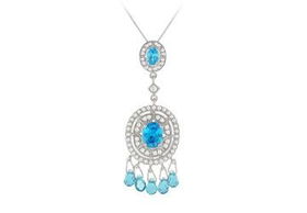 Blue Cubic Zirconia Sterling Silver Chandelier Pendantblue 