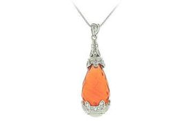 Orange Cubic Zirconia Sterling Silver Pendantorange 