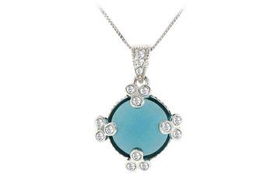 Blue Cubic Zirconia Sterling Silver Pendantblue 