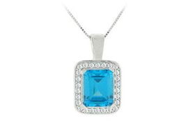 Blue Cubic Zirconia Sterling Silver Pendantblue 