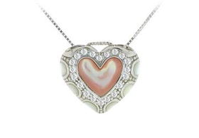 Heart Mother of Pearl Sterling Silver Pendantheart 