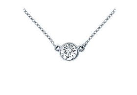 Platinum : Bezel Set Round Diamond Solitaire Pendant - 0.15 CT. TW.platinum 