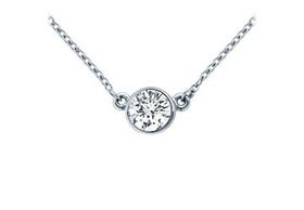 Platinum : Bezel Set Round Diamond Solitaire Pendant - 0.33 CT. TW.platinum 