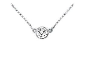 14K White Gold : Bezel Set Round Diamond Solitaire Pendant - 0.25 CT. TW.white 