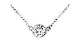 14K White Gold : Bezel Set Round Diamond Solitaire Pendant - 0.50 CT. TW.white 