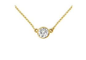 14K Yellow Gold : Bezel Set Round Diamond Solitaire Pendant - 0.15 CT. TW.yellow 