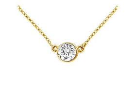 14K Yellow Gold : Bezel Set Round Diamond Solitaire Pendant - 0.25 CT. TW.yellow 