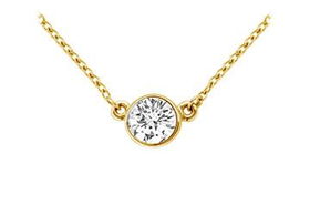 14K Yellow Gold : Bezel Set Round Diamond Solitaire Pendant - 0.50 CT. TW.yellow 