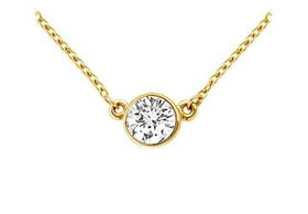 14K Yellow Gold : Bezel Set Round Diamond Solitaire Pendant - 0.75 CT. TW.yellow 