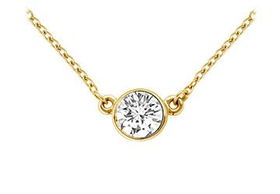 14K Yellow Gold : Bezel Set Round Diamond Solitaire Pendant - 1.00 CT. TDWyellow 