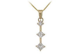 Three Stone Diamond Pendant : 14K Yellow Gold - 0.75 CT Diamondsstone 