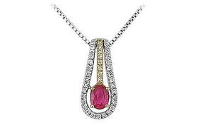 Ruby and Diamond Pendant : 14K Two Tone ( White & Yellow ) Gold - 0.75 CT Diamondsruby 