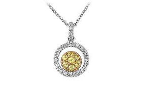 Diamond Circle Pendant : 14K Two Tone ( White & Yellow ) Gold - 0.50 CT Diamondsdiamond 