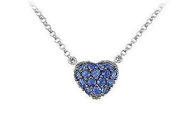 Blue Sapphire Pendant : 14K White Gold - 0.50 CT TGWblue 