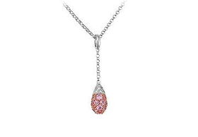 Pink Sapphire and Diamond Pendant : 14K White Gold - 0.50 CT TGWpink 