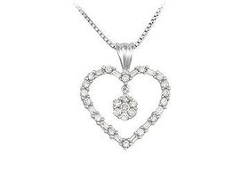 Diamond Heart Pendant : 14K White Gold - 0.66 CT Diamondsdiamond 