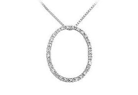 Diamond Oval Pendant : 14K White Gold - 0.20 CT Diamondsdiamond 