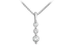 Three Stone Diamond Pendant : 14K White Gold - 0.25 CT Diamondsstone 