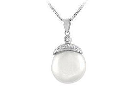 Cultured Pearl Pendant : 14K White Goldcultured 