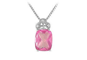 Pink Mystic Topaz and Diamond Pendant : 14K White Gold - 2.00 CT TGWpink 