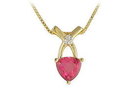 Pink Topaz and Diamond Pendant : 14K Yellow Gold - 1.00 CT TGWpink 