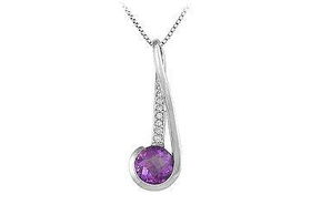 Amethyst and Diamond : 14K White Gold - 4.00 CT TGWamethyst 