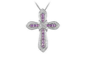 Amethyst and Diamond Religious Pendant : 14K White Gold - 0.50 CT TGWamethyst 