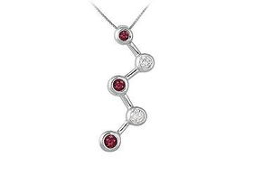 Ruby and Diamond Pendant : 14K White Gold - 0.50 CT TGWruby 