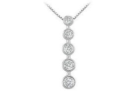 Bezel Diamond Journey Pendant : 14K White Gold - 1.00 CT Diamondsbezel 