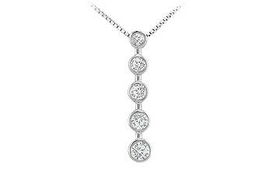 Bezel Diamond Journey Pendant : 14K White Gold - 0.50 CT Diamondsbezel 