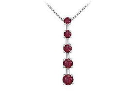 Ruby Journey Pendant : 14K White Gold - 1.00 CT TGWruby 