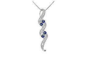 Sapphire and Diamond Swirl Pendant : 14K White Gold - 0.50 CT TGWsapphire 