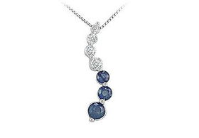 Sapphire and Diamond Journey Pendant : 14K White Gold - 1.50 CT TGWsapphire 