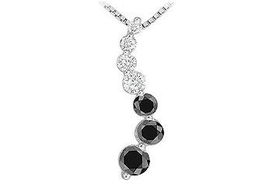 Black and White Diamond Journey Pendant : 14K White Gold - 1.50 CT Diamondsblack 