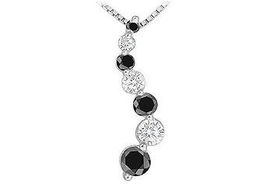 Black and White Diamond Journey Pendant : 14K White Gold - 1.50 CT Diamondsblack 