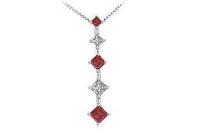 Ruby and Diamond Journey Pendant : 14K White Gold - 1.00 CT TGWruby 