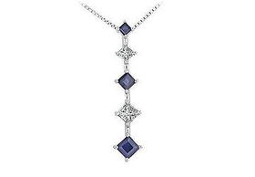 Sapphire and Diamond Journey Pendant : 14K White Gold - 1.00 CT TGWsapphire 