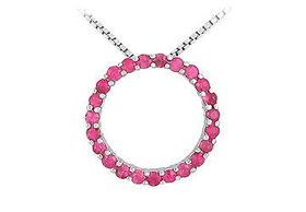 Pink Sapphire Circle Pendant : 14K White Gold - 0.50 CT TGWpink 