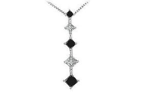 Black and White Diamond Journey Pendant : 14K White Gold - 1.00 CT Diamondsblack 