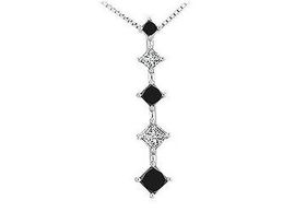 Black and White Diamond Journey Pendant : 14K White Gold - 1.50 CT Diamondsblack 