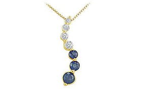 Sapphire and Diamond Journey Pendant : 14K Yellow Gold - 1.50 CT TGWsapphire 