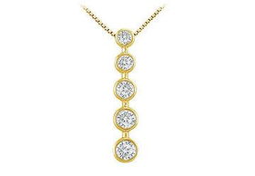 Bezel Diamond Journey Pendant : 14K Yellow Gold - 1.00 CT Diamondsbezel 