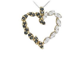 Sapphire and Diamond Heart Pendant : 10K Yellow Gold - 1.25 CT TGWsapphire 