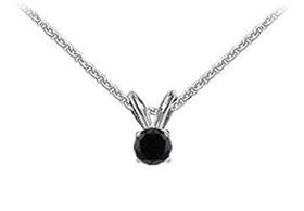 14K White Gold : Round Black Diamond Solitaire Pendant - 0.50 CT. TW.white 