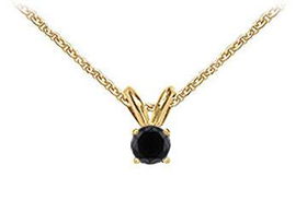 14K Yellow Gold : Round Black Diamond Solitaire Pendant - 0.75 CT. TW.yellow 