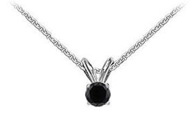 14K White Gold : Round Black Diamond Solitaire Pendant - 0.75 CT. TW.white 