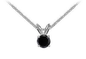 14K White Gold : Round Black Diamond Solitaire Pendant - 1.00 CT. TW.white 